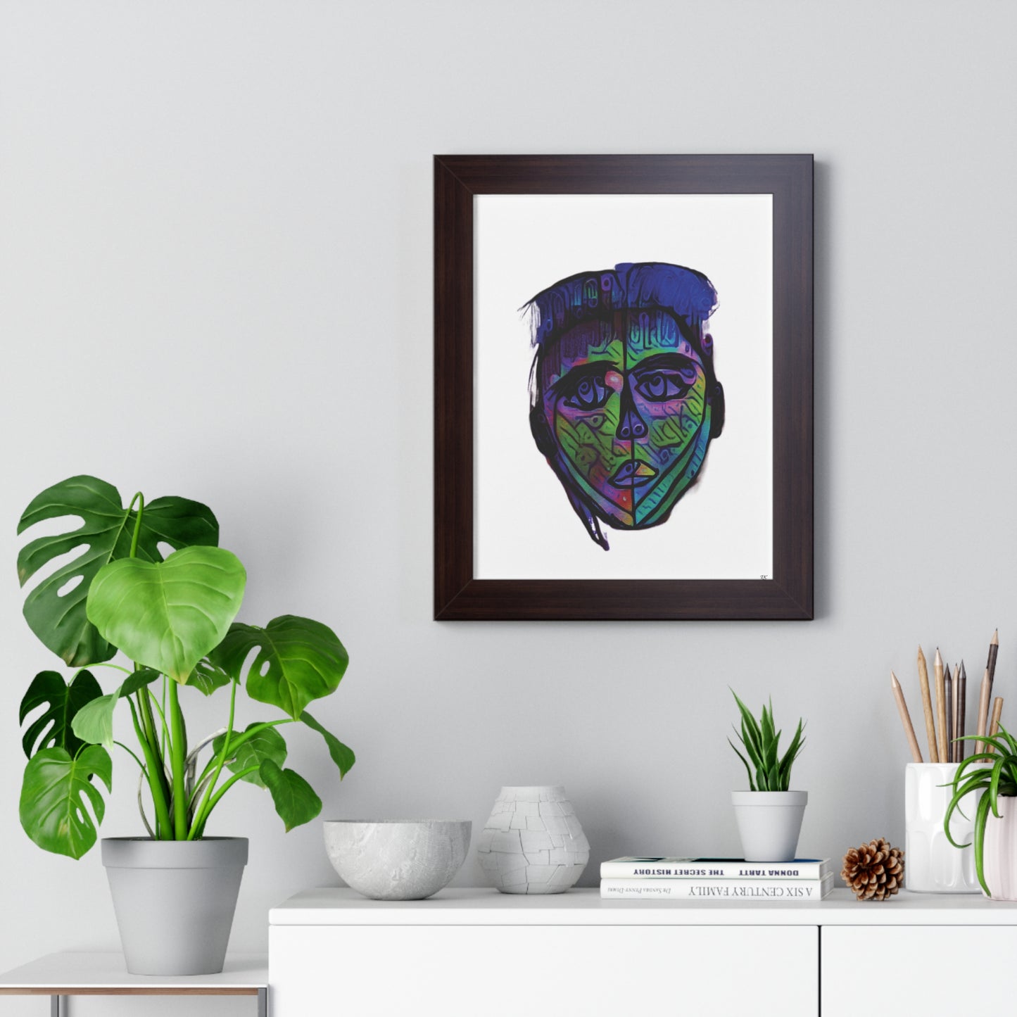 Framed Vertical Poster Abstract Face I Am Every Color 02