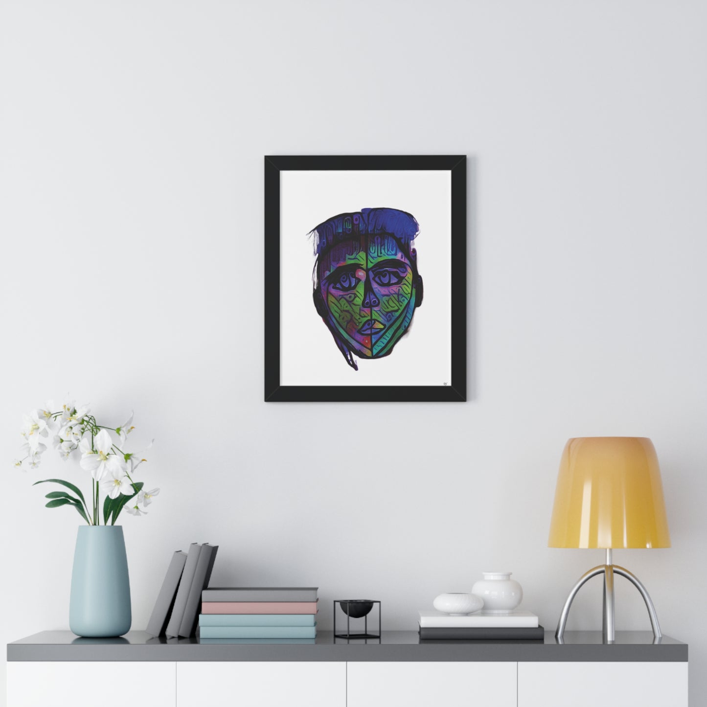 Framed Vertical Poster Abstract Face I Am Every Color 02