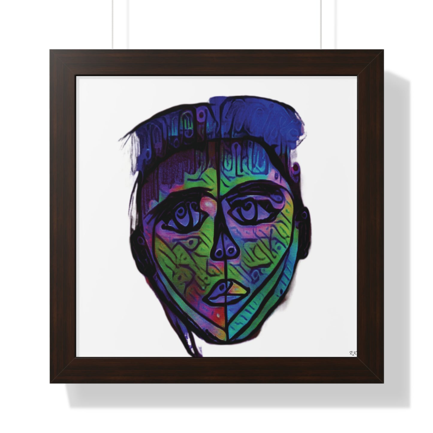 Framed Vertical Poster Abstract Face I Am Every Color 02