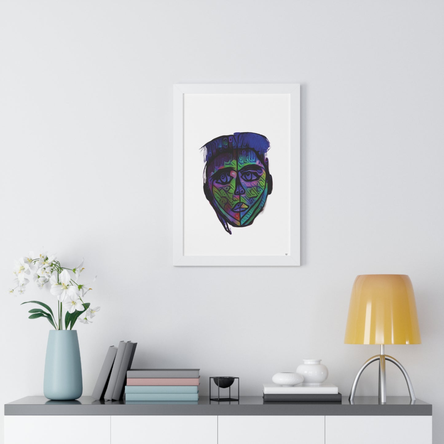 Framed Vertical Poster Abstract Face I Am Every Color 02