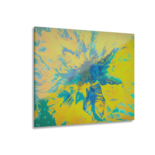 Acrylic Prints Abstract Floral Blues by Yellow 001