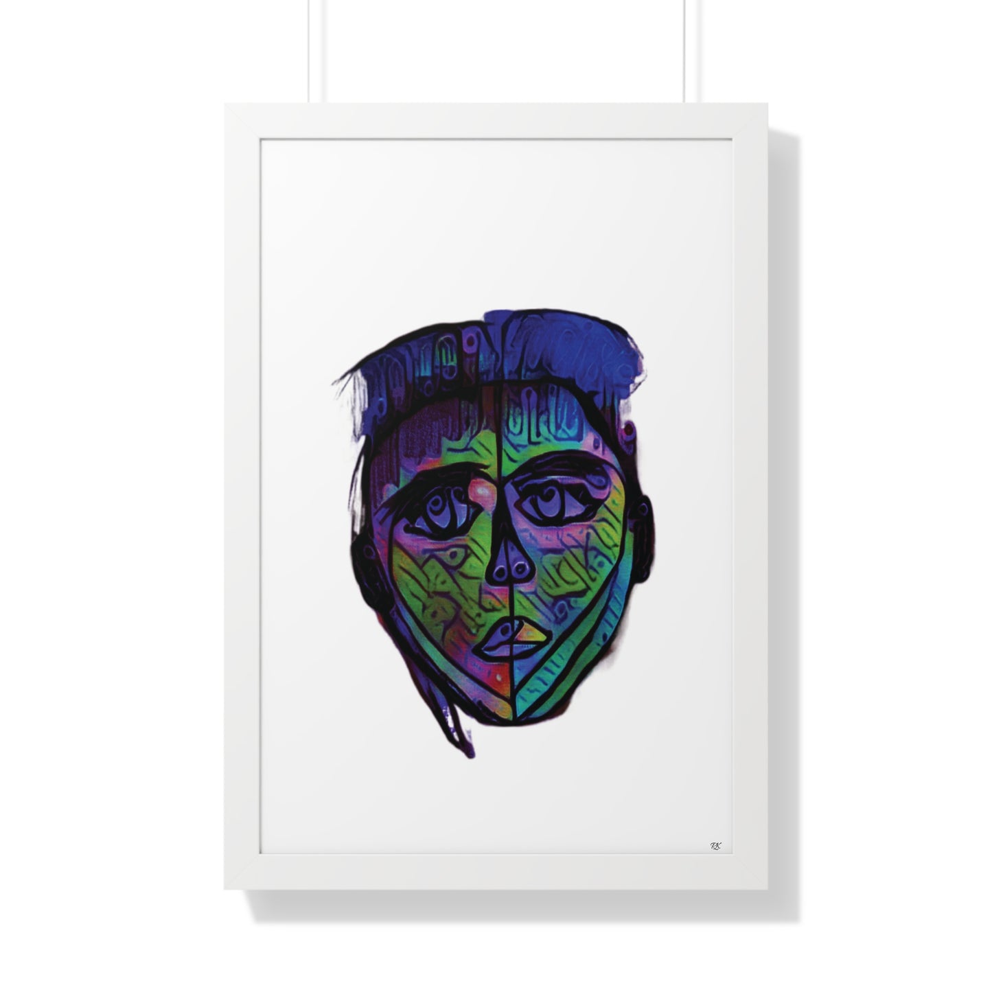 Framed Vertical Poster Abstract Face I Am Every Color 02