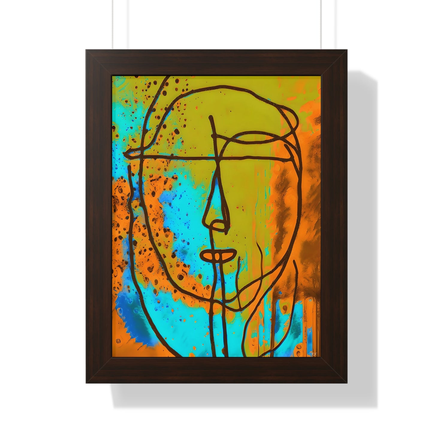 Framed Vertical Poster Abstract Sketch Face Up