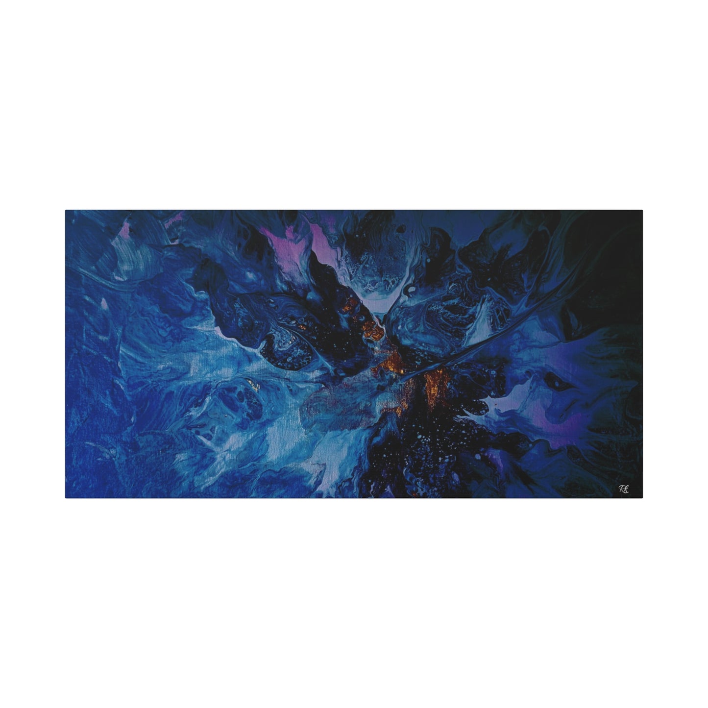 Abstract Blue Matte Canvas Art - Stretched 1.25"