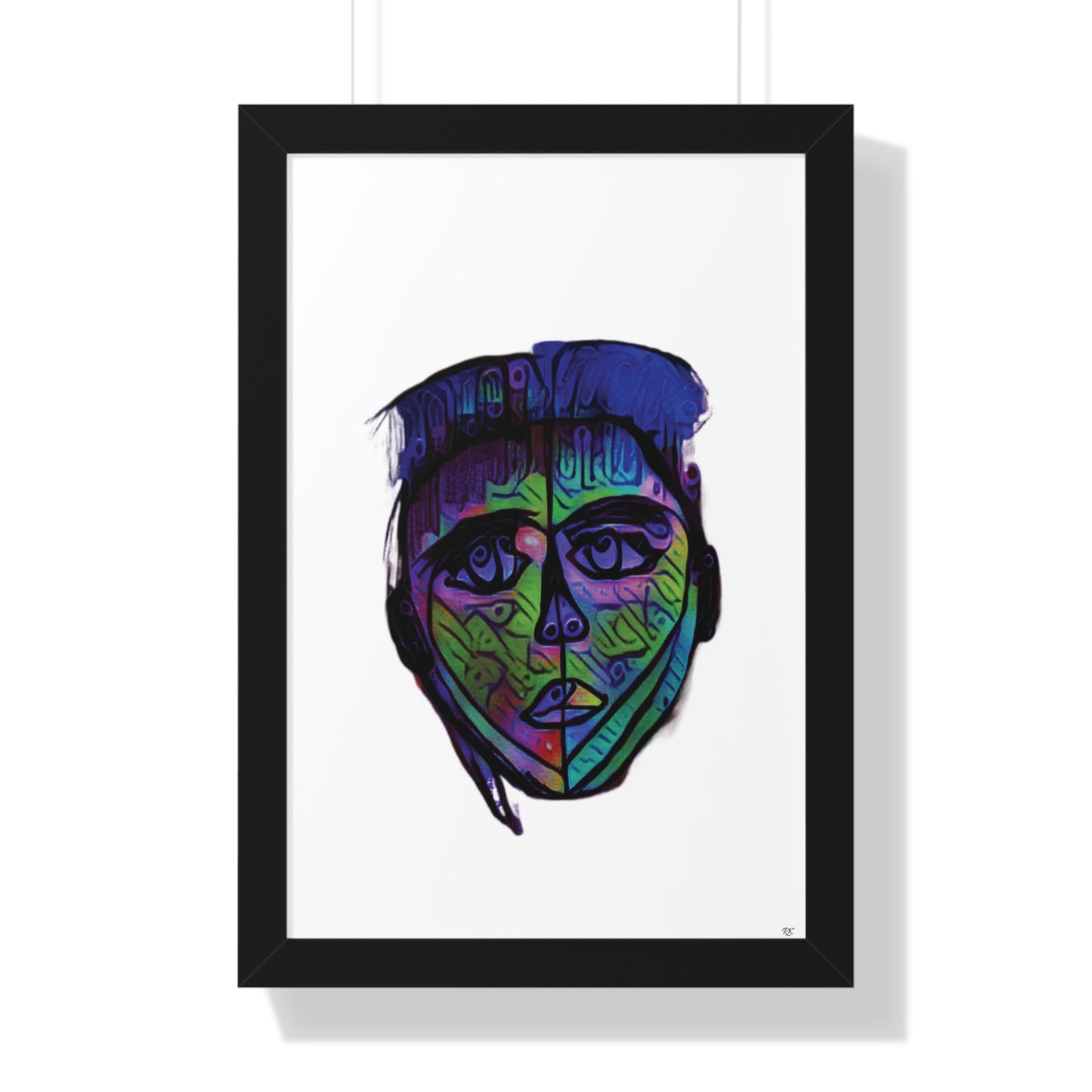 Framed Vertical Poster Abstract Face I Am Every Color 02