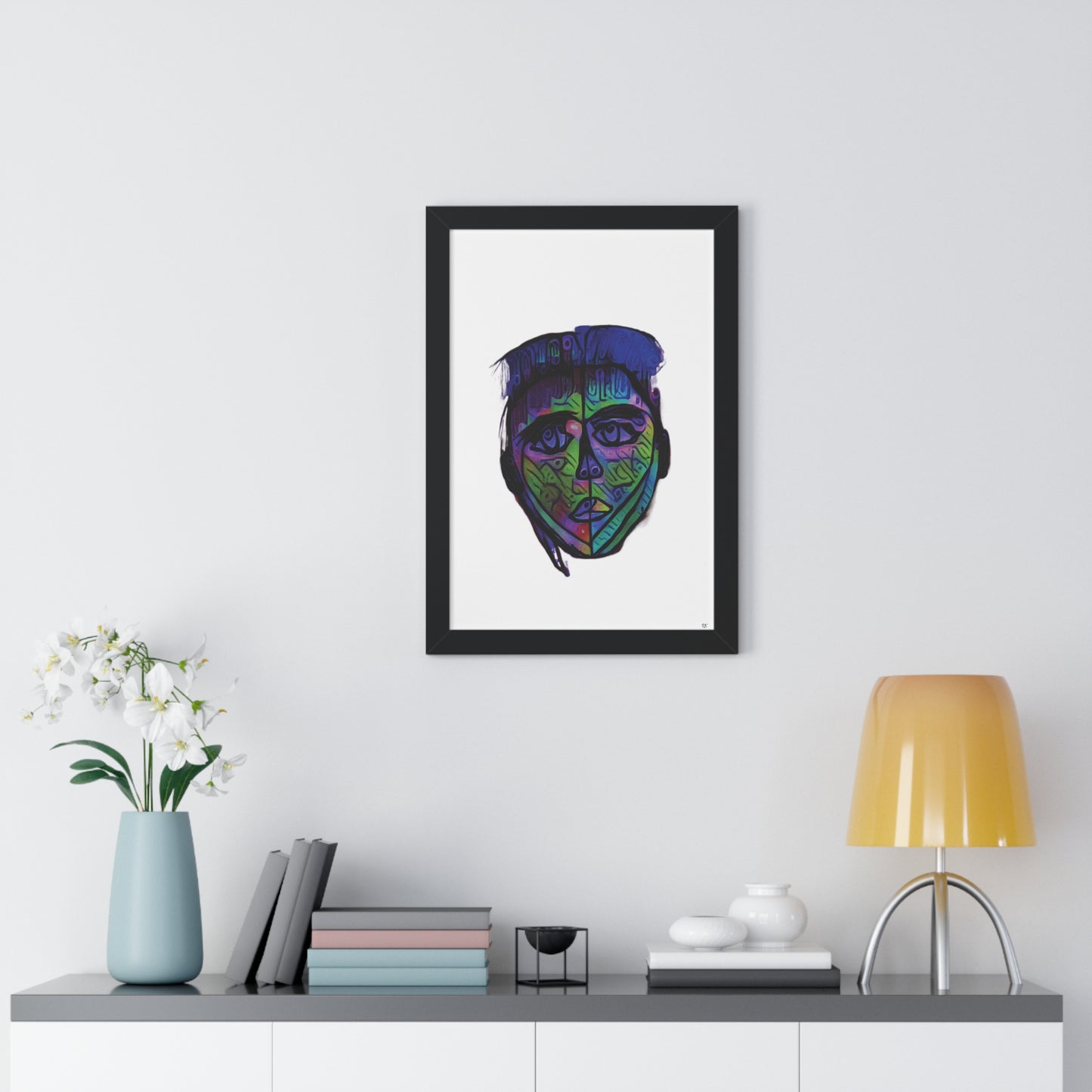 Framed Vertical Poster Abstract Face I Am Every Color 02