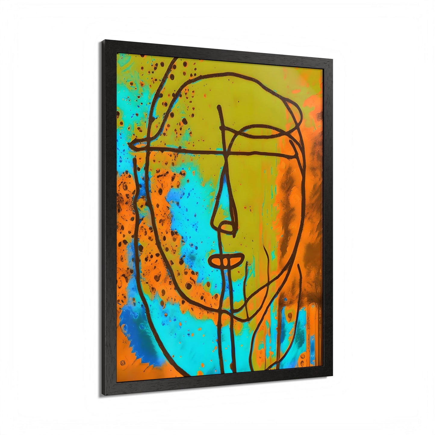Framed Vertical Poster Abstract Sketch Face Up