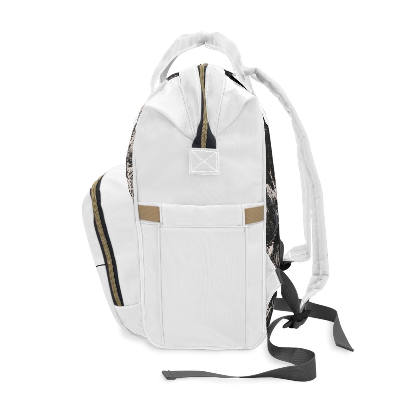 Multifunctional Diaper Backpack Black and White Light