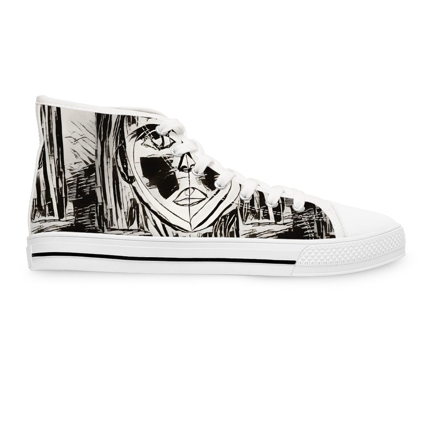 Women's High-Top Sneakers Hand Sketched