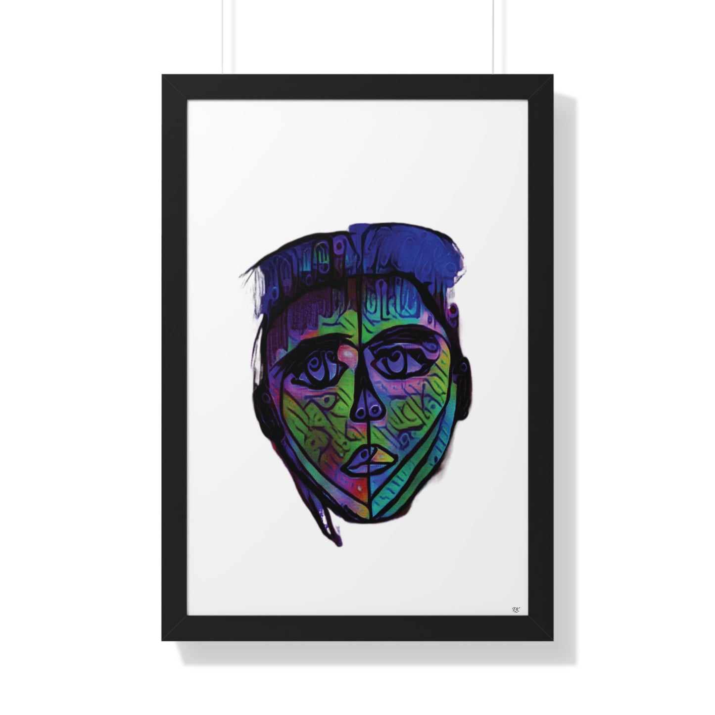 Framed Vertical Poster Abstract Face I Am Every Color 02