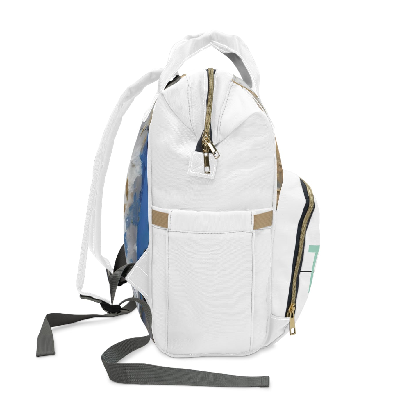 Multifunctional Diaper Backpack Blue Gold by Its A Art Vibe