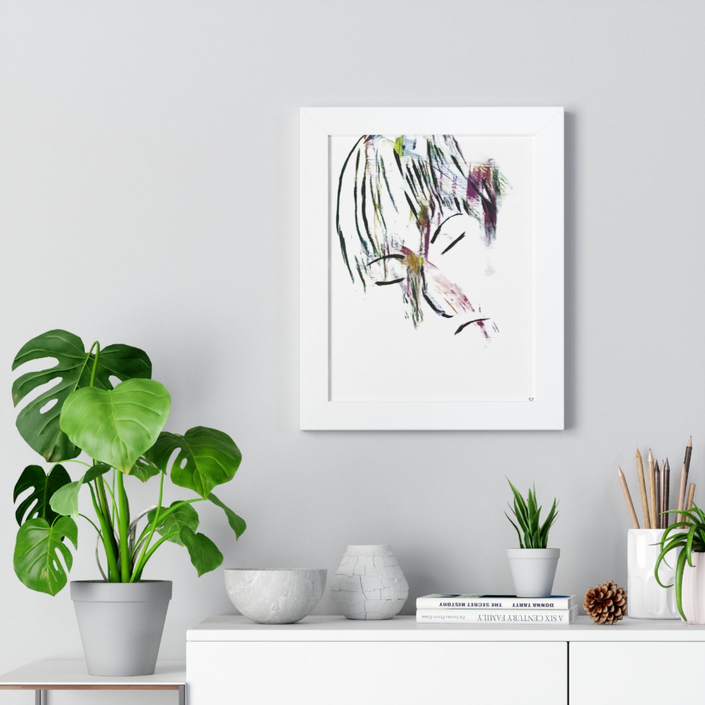 Framed Vertical Poster by Its A Art Vibe Abstract Sketched Face