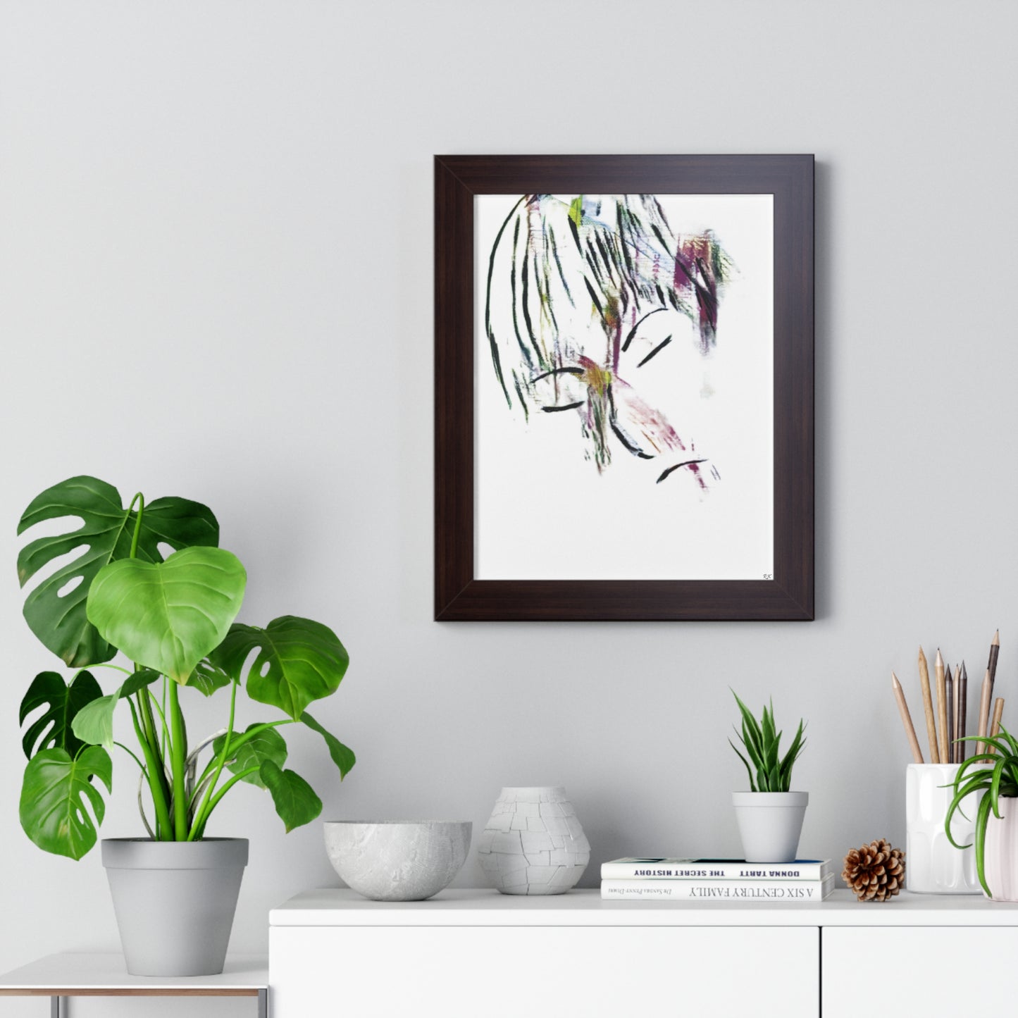 Framed Vertical Poster by Its A Art Vibe Abstract Sketched Face