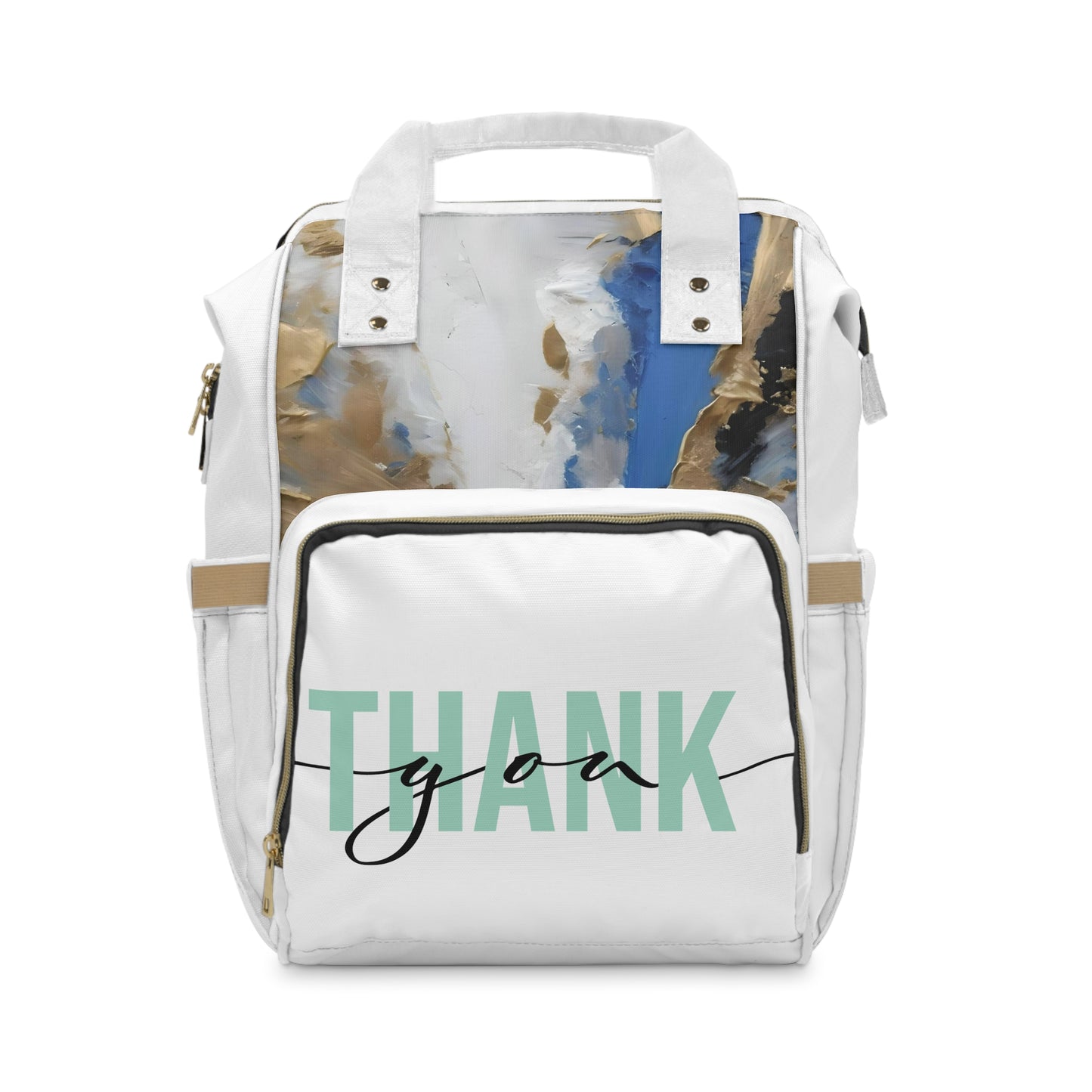 Multifunctional Diaper Backpack Blue Gold by Its A Art Vibe