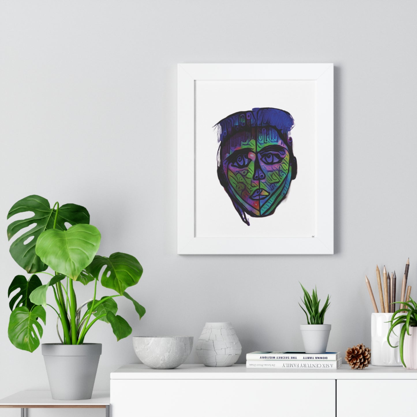 Framed Vertical Poster Abstract Face I Am Every Color 02