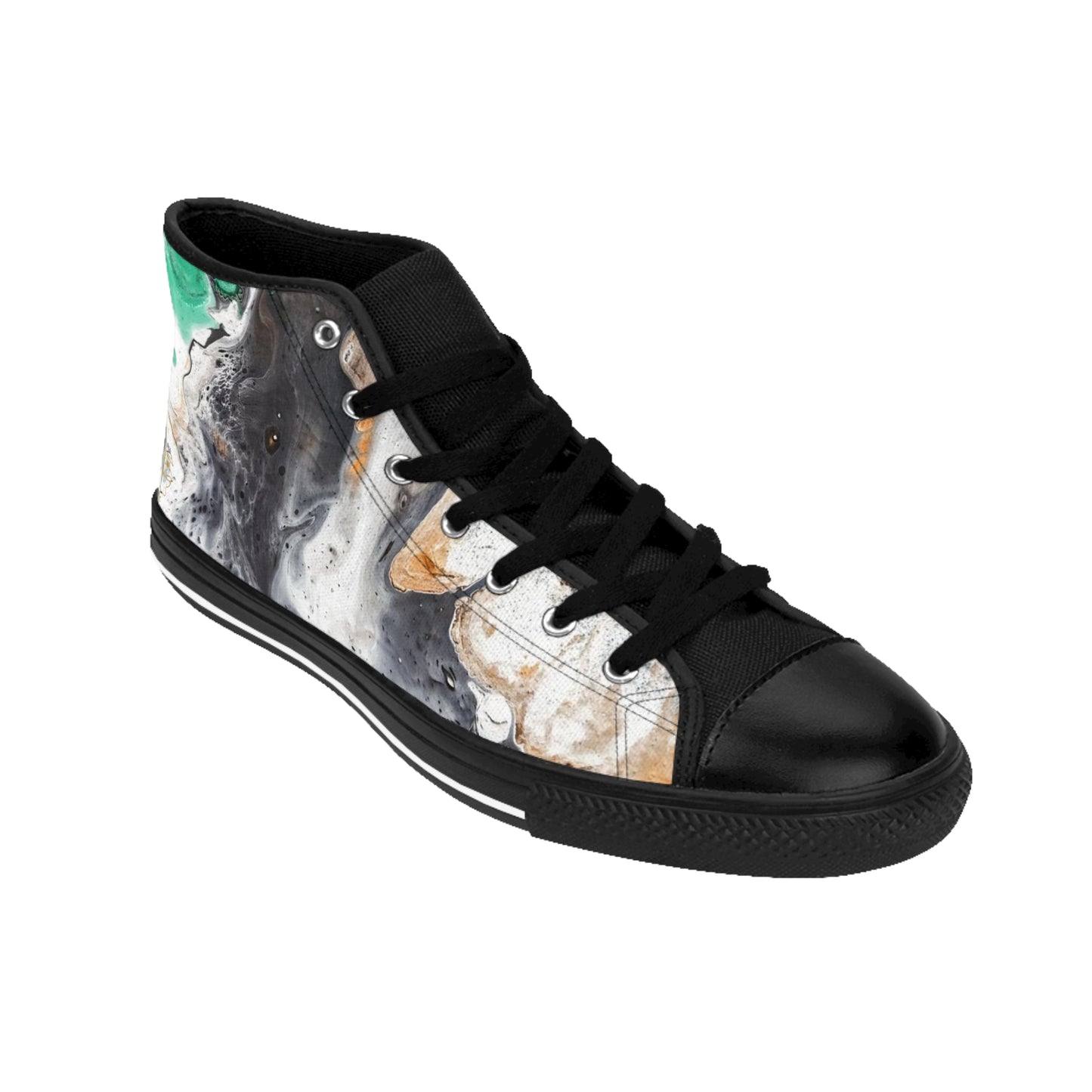 Men's Classic Sneakers Punked Green Pop by Its A Art Vibe