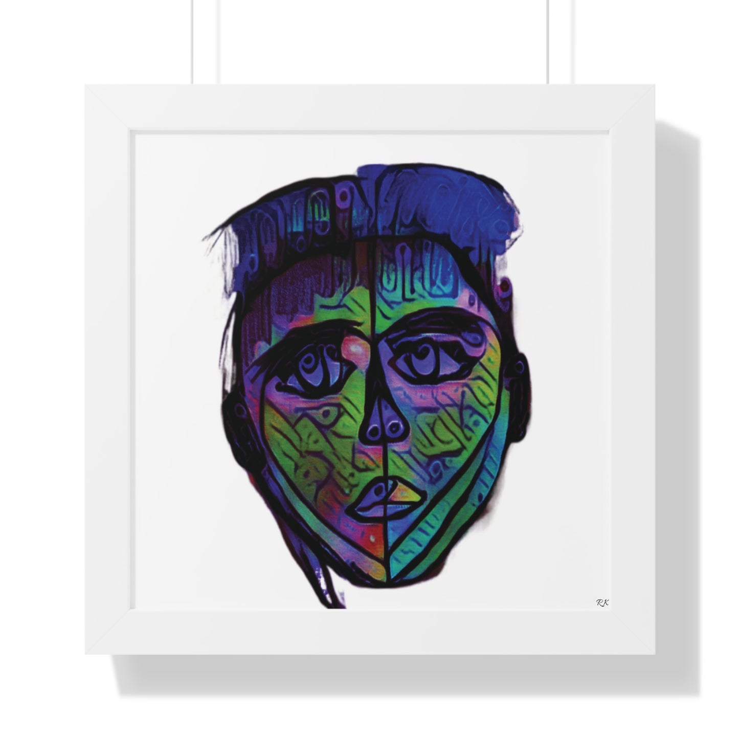 Framed Vertical Poster Abstract Face I Am Every Color 02