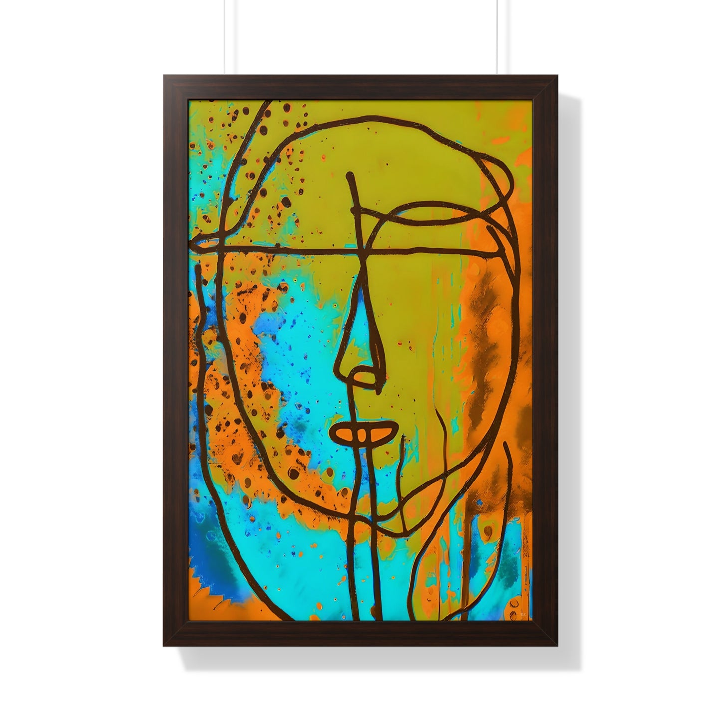 Framed Vertical Poster Abstract Sketch Face Up