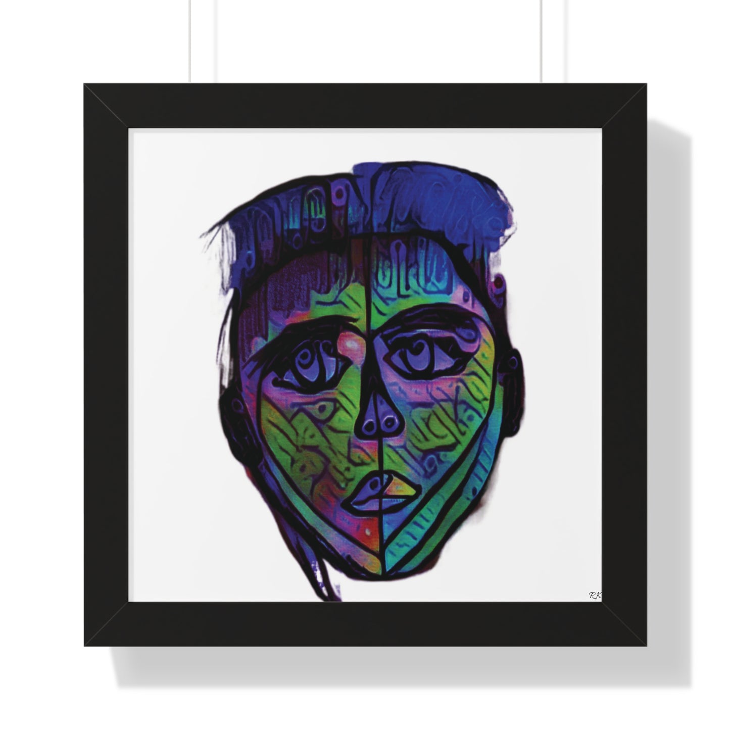 Framed Vertical Poster Abstract Face I Am Every Color 02