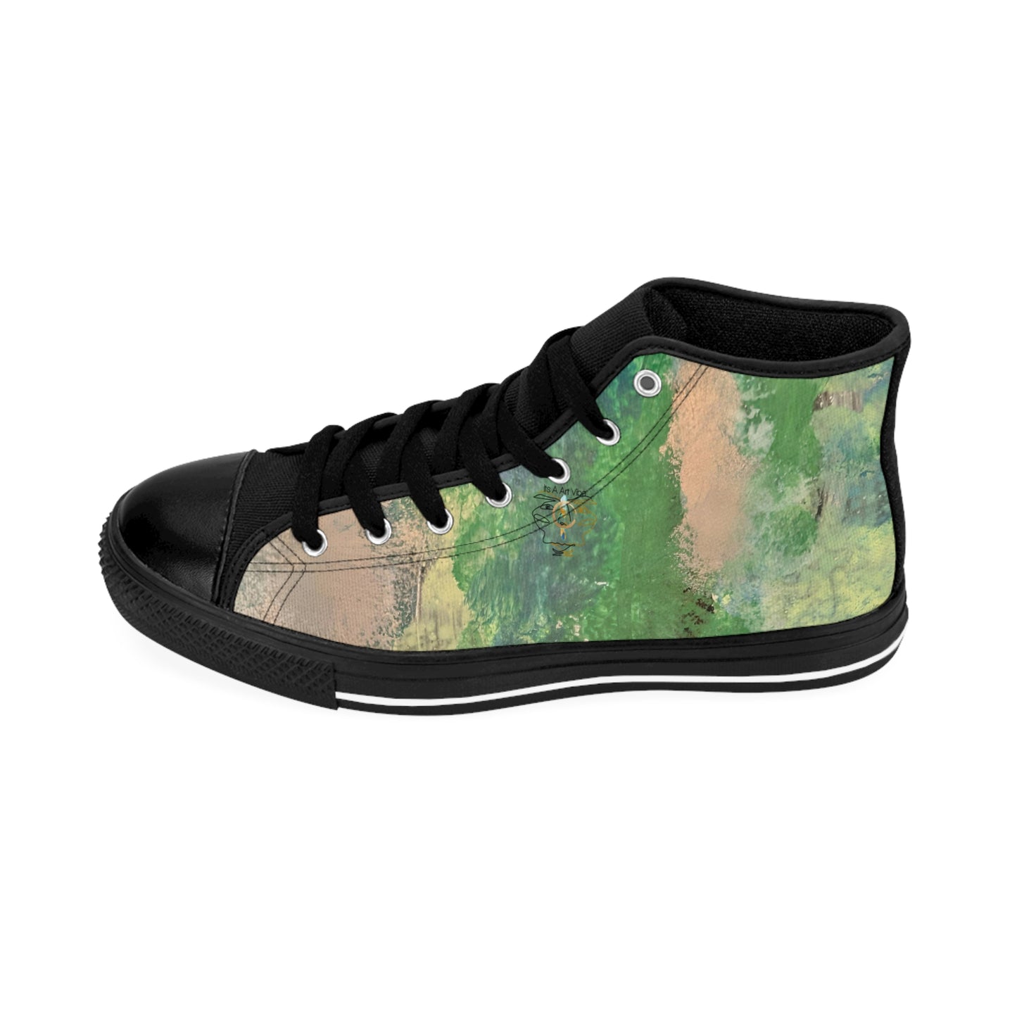 Men's Classic Sneakers Green Go Blue by Its A Art Vibe