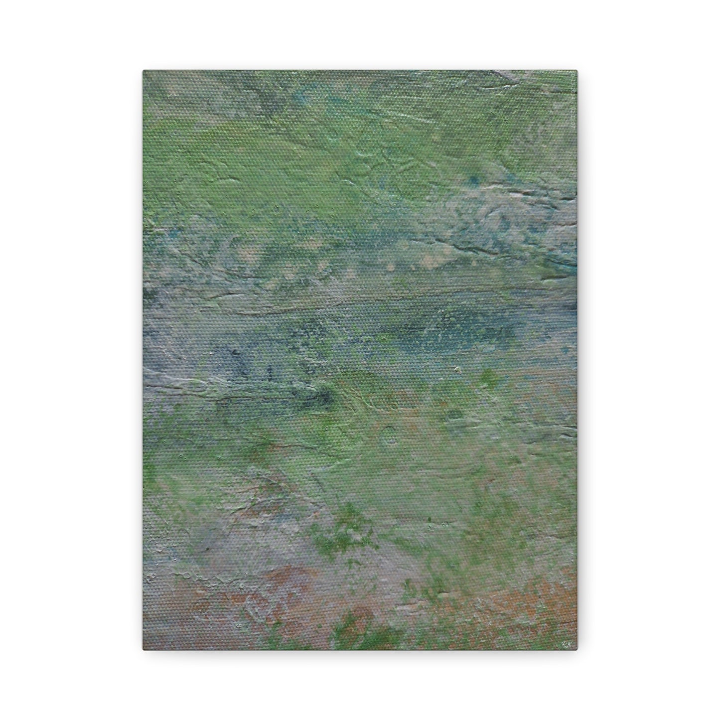Nature Colors Greens Abstract Original Painting Printed on Canvas Gallery Wrap 1.25"